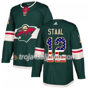 Minnesota Wild tröja Eric Staal 12 Adidas 2017-2018 Grön USA Flag Fashion Authentic - NHL Tröjor Herr